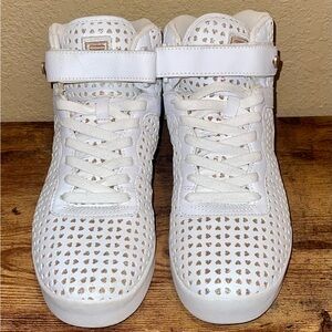 Fila White Women's Heart High-Top Sneakers